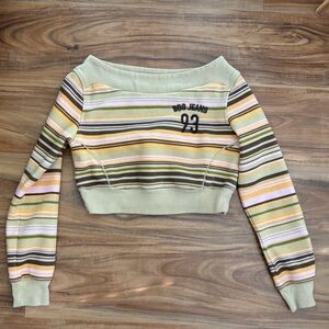 bdg striped off the shoulder sweater